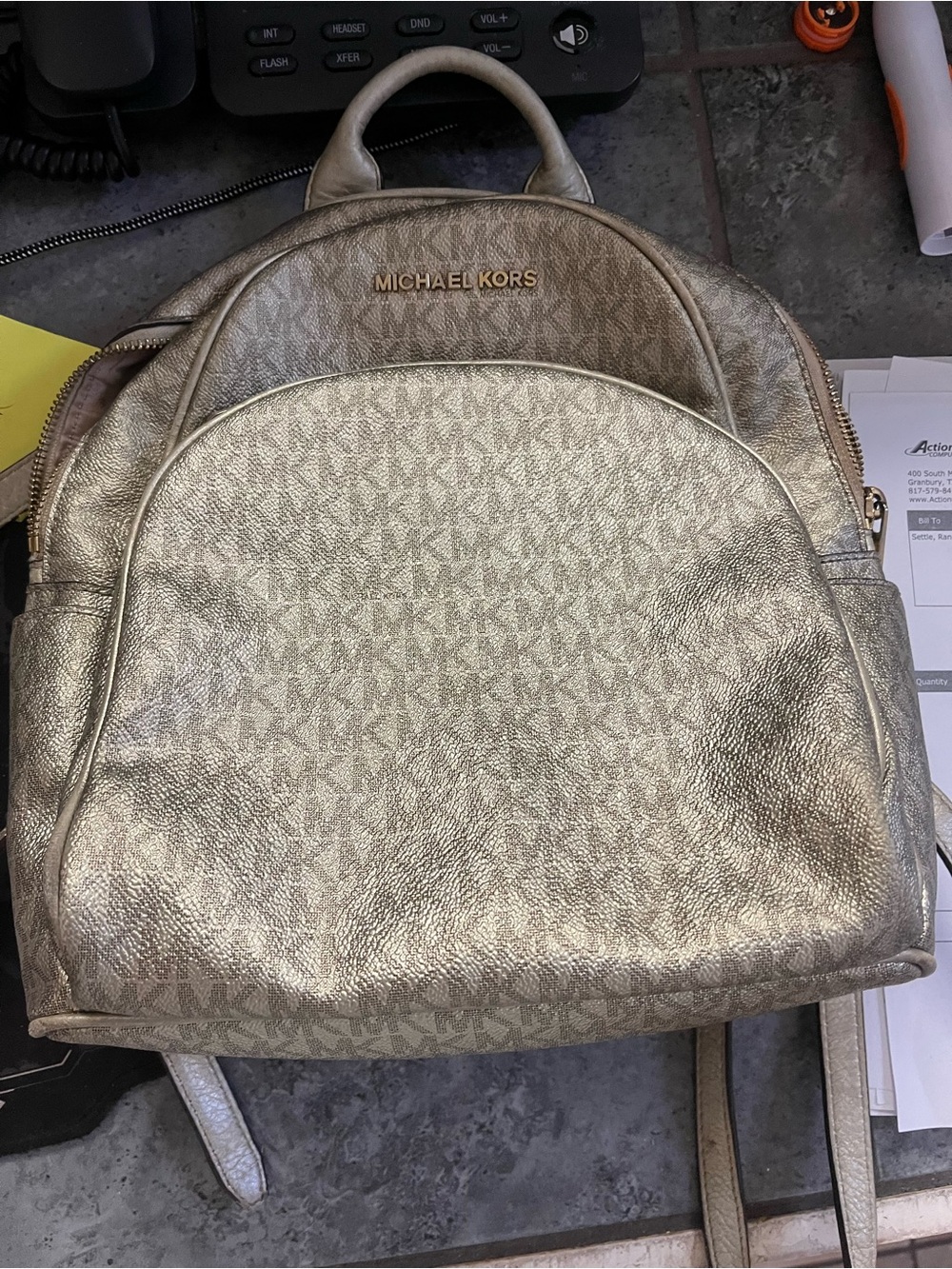 Michael Kors Metallic Gold Signature Mini Backpack